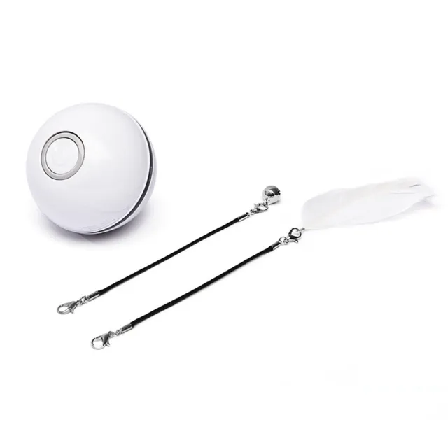 Colorful Smart Interactive Cat Toy with LED Light 360 Degree Self Rotating Ball White - Shop at LoveMi