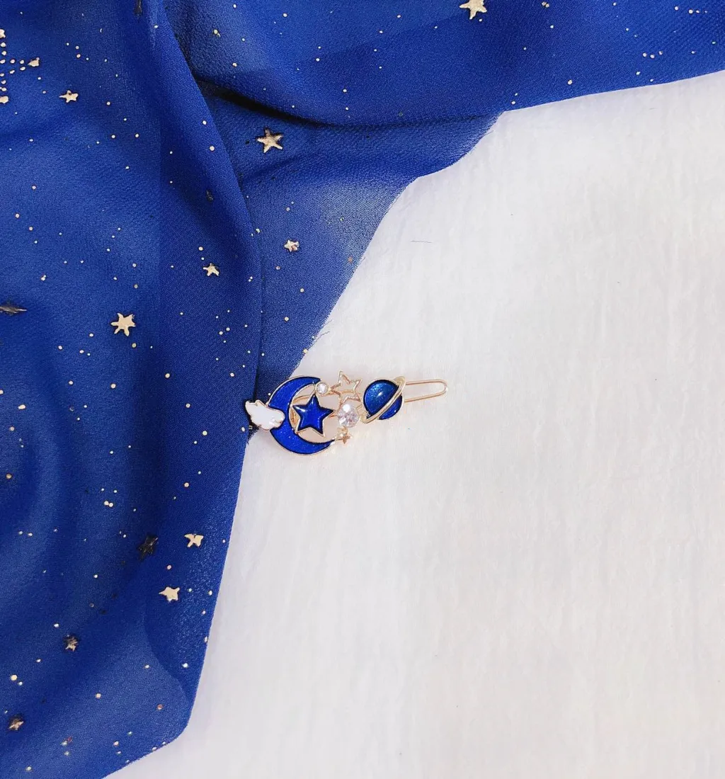 Student Moon Star Hair Accessories Bangs Clip - N