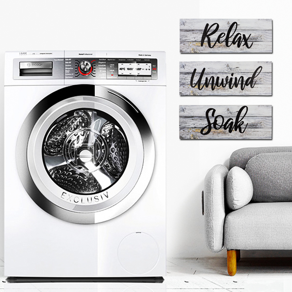 Retro Rustic Bathroom Wood Sign 3 Piece Craft Set