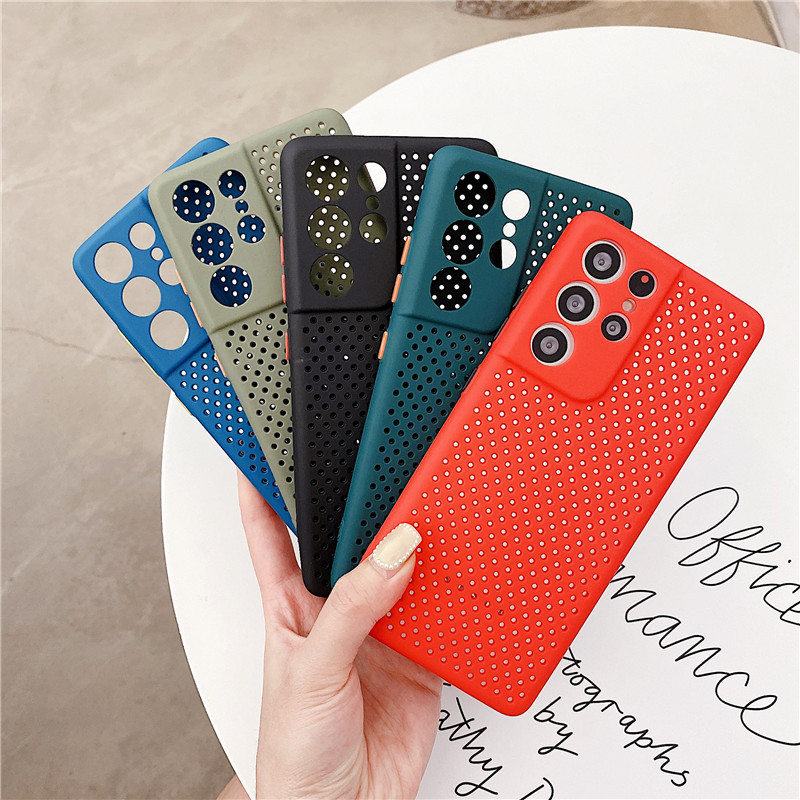 Ademende mesh-telefoonhoes met huidgevoel, opengewerkt voor warmteafvoer – zwart – A02 M02