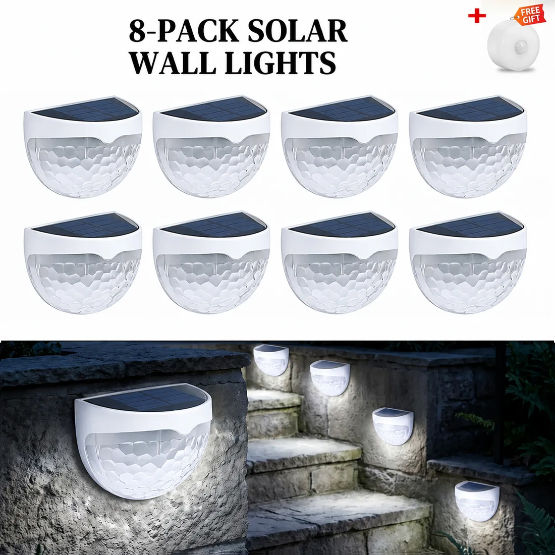 8PCS Super Bright Solar Powered Door Fence Wall Lights LED Outdoor Garden Lamp — image 7