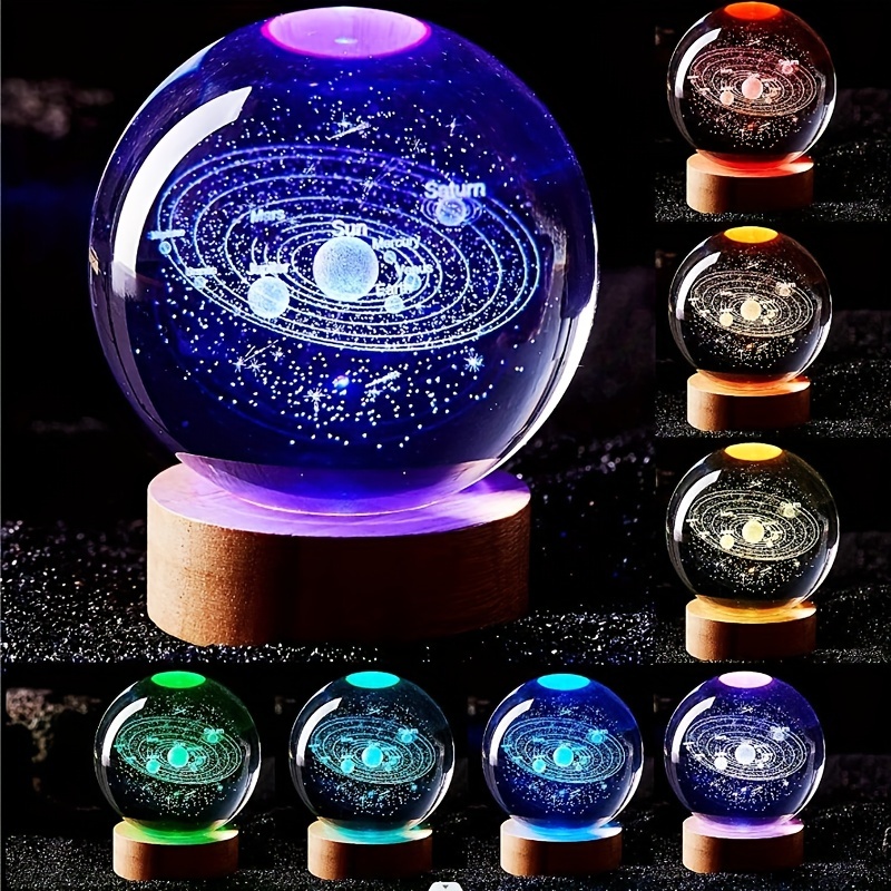 3D Inner Carving Luminous Crystal Ball Colorful Gradient Small Night Lamp Home Decorations Gifts Selection