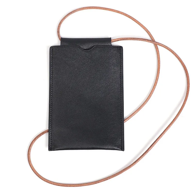 Leather mobile phone bag - Black
