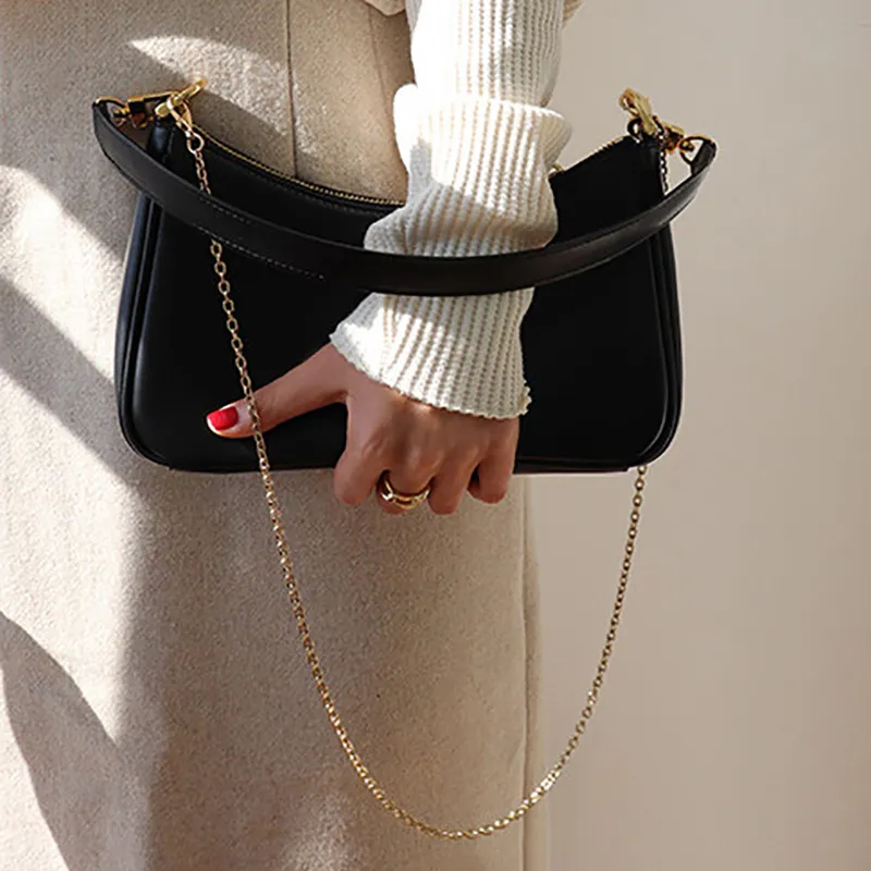 French bag bag female ins blogger niche armpit shoulder bag - Black