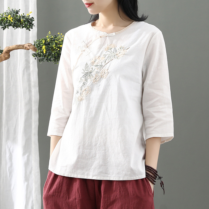 Chinese Embroidery Loose Sleeve Top T-shirt