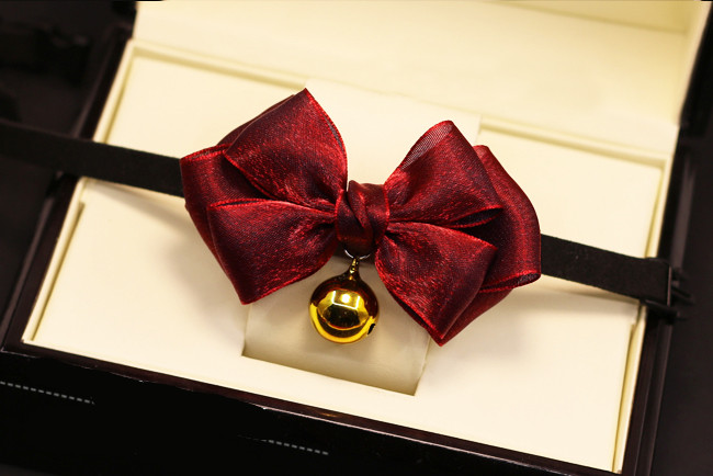 Handmade Pet Cats And Dogs Simple Gentleman Bow Tie Bell Bow Collar Red A - Shop at LoveMi