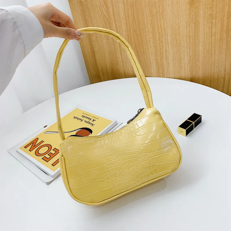 Candy color versatile half round armpit carrying shoulder bag - Yellow