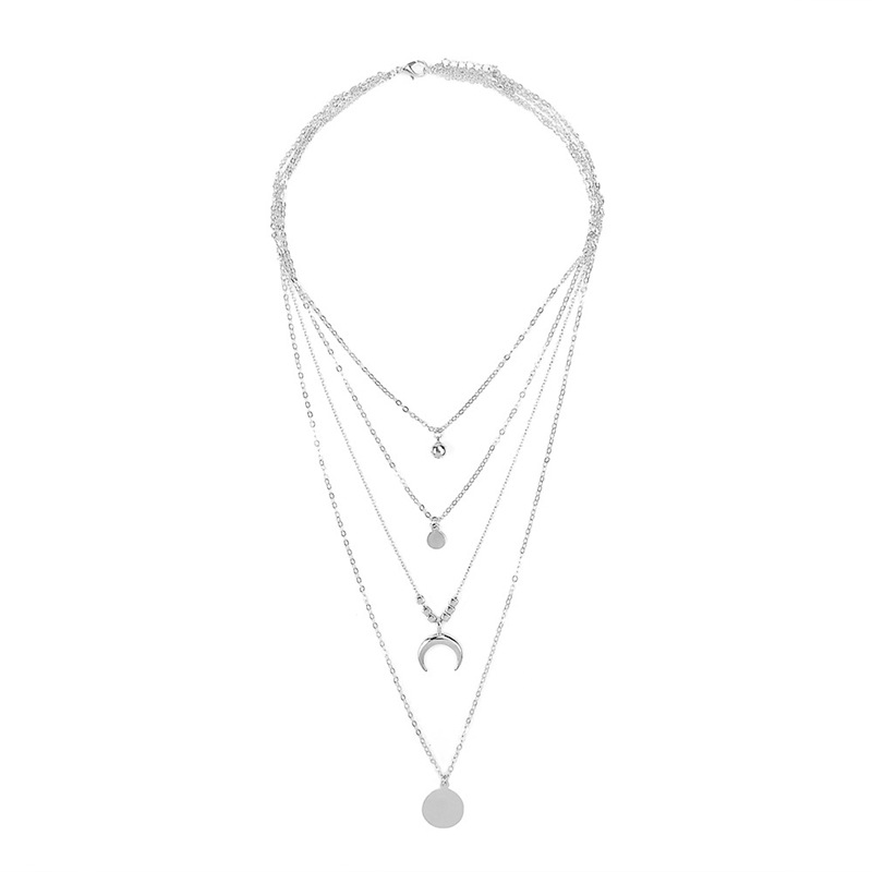 Multi-layer Moon Pendant Necklaces for Women Bohemian Wafer Elegant Necklace - Picture 33 of 36