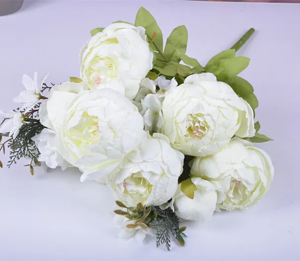 13 European style Core spun Peony High end Artificial Flowers White - Shop at LoveMi