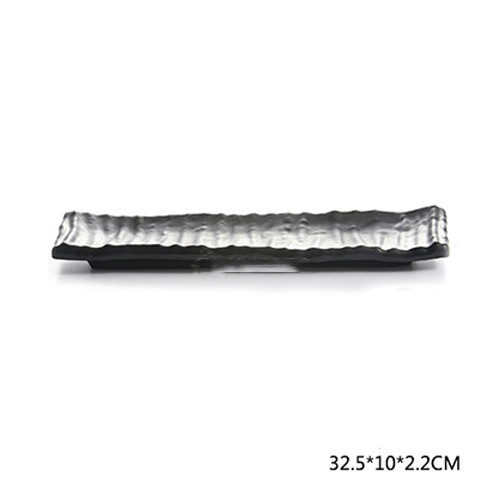 Flat rectangular sushi plate
