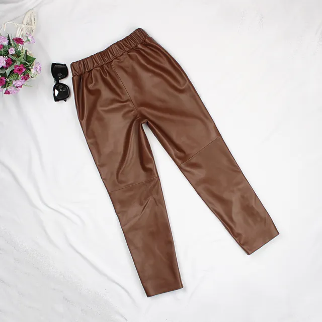 Cropped trousers leggings slim leggings Coffee - Shop at LoveMi