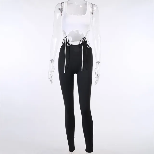 Contrasting high waist hip lift jumpsuit Black - Shop at LoveMi