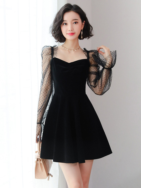 New style dress lace puff sleeves
