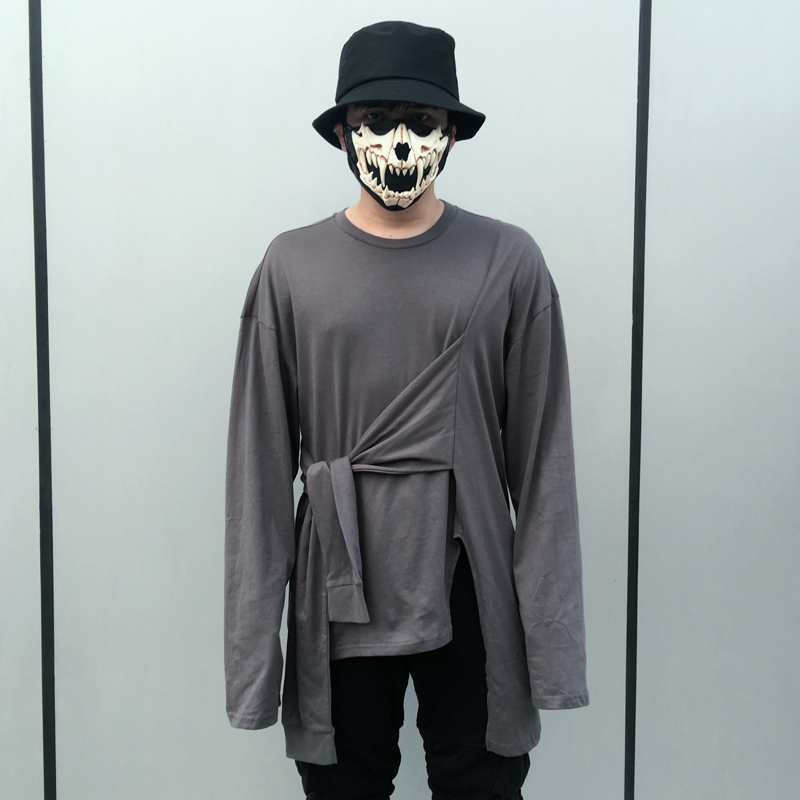 Long Sleeve T-shirt With Irregular Slit And Loose Base
