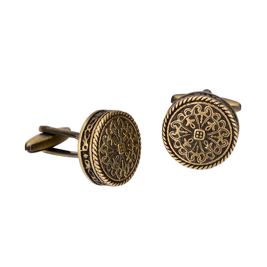 Vintage pattern shirt suit french round metal cufflinks