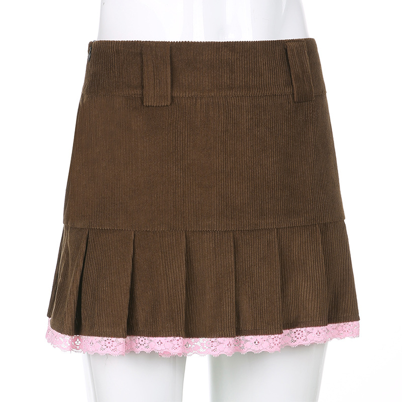 Title 6, Cordrock-Spitzenstich High Waist Faltenrock. St...