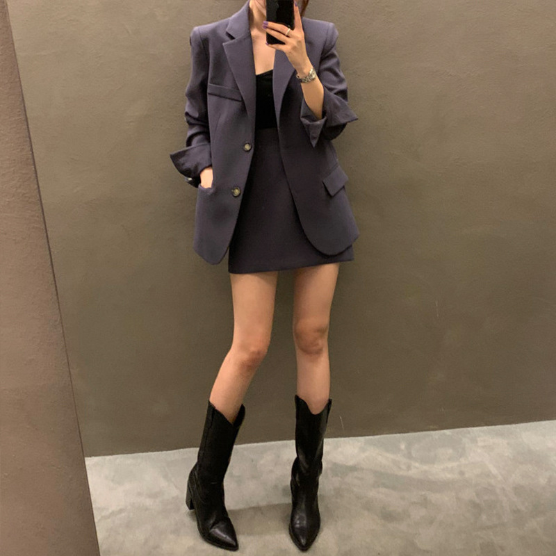 Two-piece female autumn bag hip short skirt