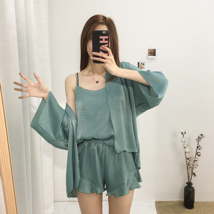 Women's Short Loose Cardigan Pajamas Suit