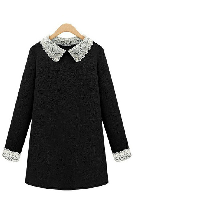 Lace collar plus size dress