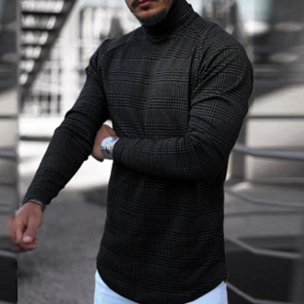 Men's high neck striped bottoming shirt