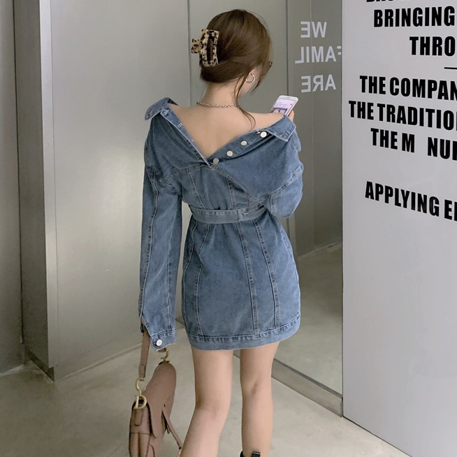 Long sleeve denim dress