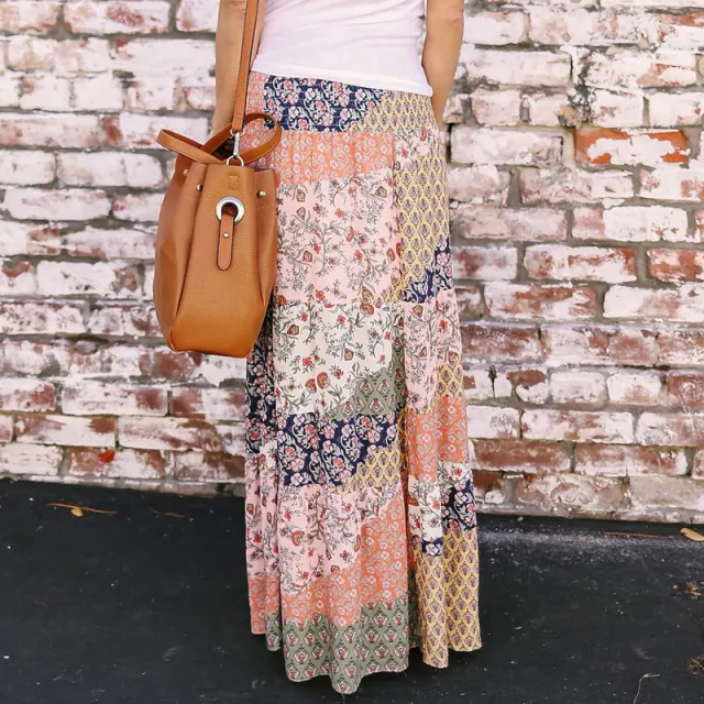 Loose fashion print high waist skirt Orange - Shop at LoveMi