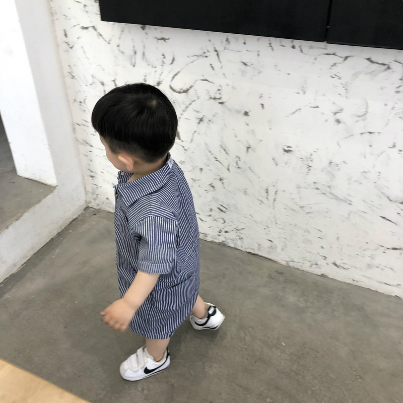 Infant Children's Summer Crawling Clothes For Boys And Thin Denim Onesies