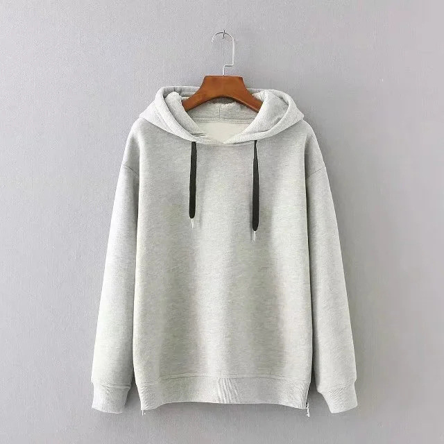 New Style Loose Zipper On Both Sides Plus Fleece Hooded Sweater Women
