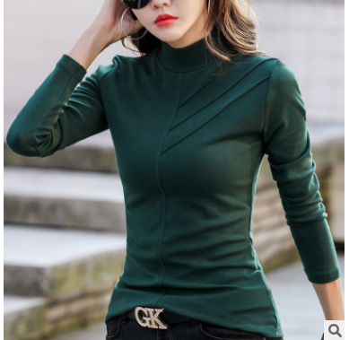 Half high collar tight long sleeve bottoming shirt
