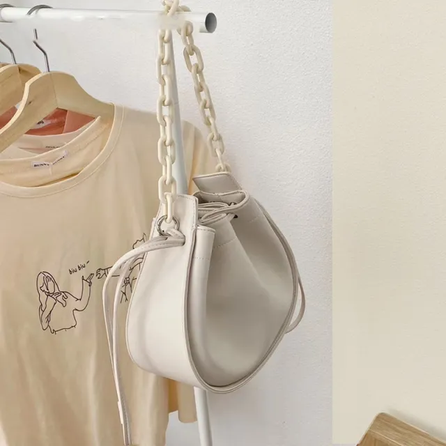Drawstring shoulder messenger bag White - Shop at LoveMi