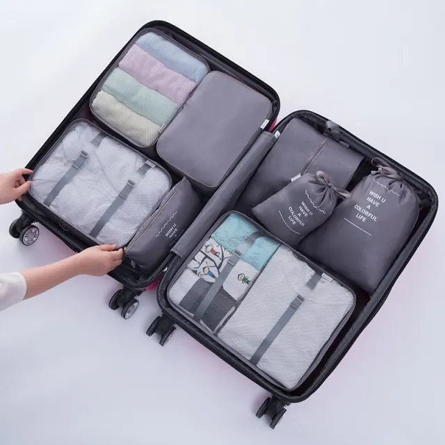Eight piece Waterproof Travel Storage Bag Light Grey - Shop at LoveMi