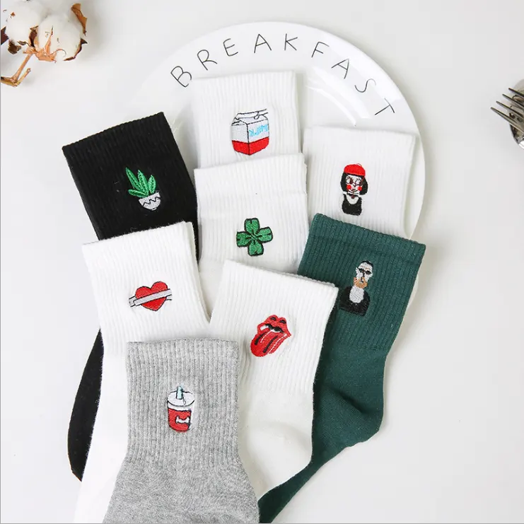Japanese and Korean Harajuku Cartoon Embroidered Socks Creative Men