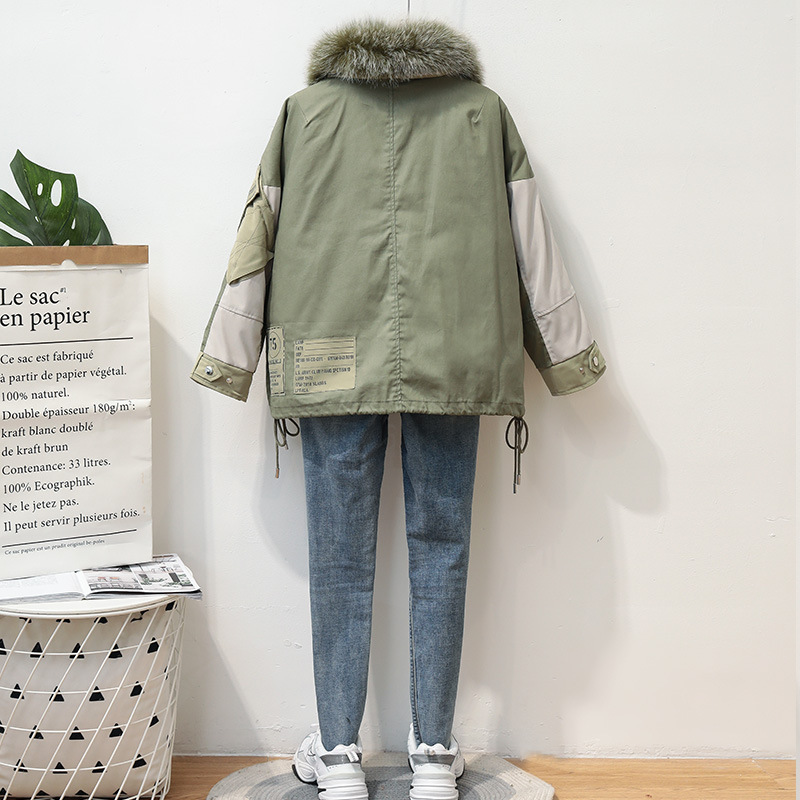 Real fox fur collar down jacket