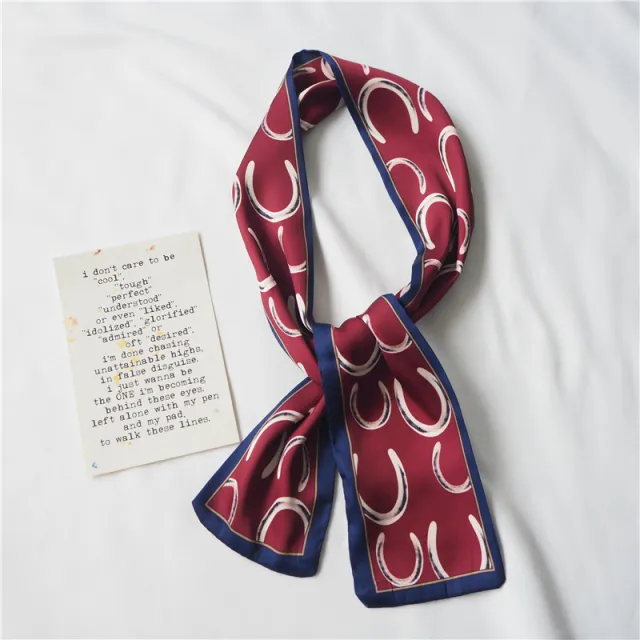 Simple temperament double satin silk scarf C Ring Claret - Shop at LoveMi