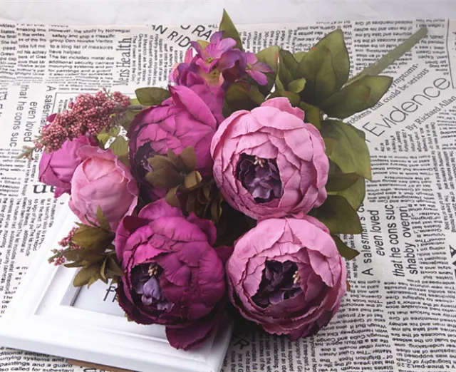 13 European style Core spun Peony High end Artificial Flowers Purple - Shop at LoveMi