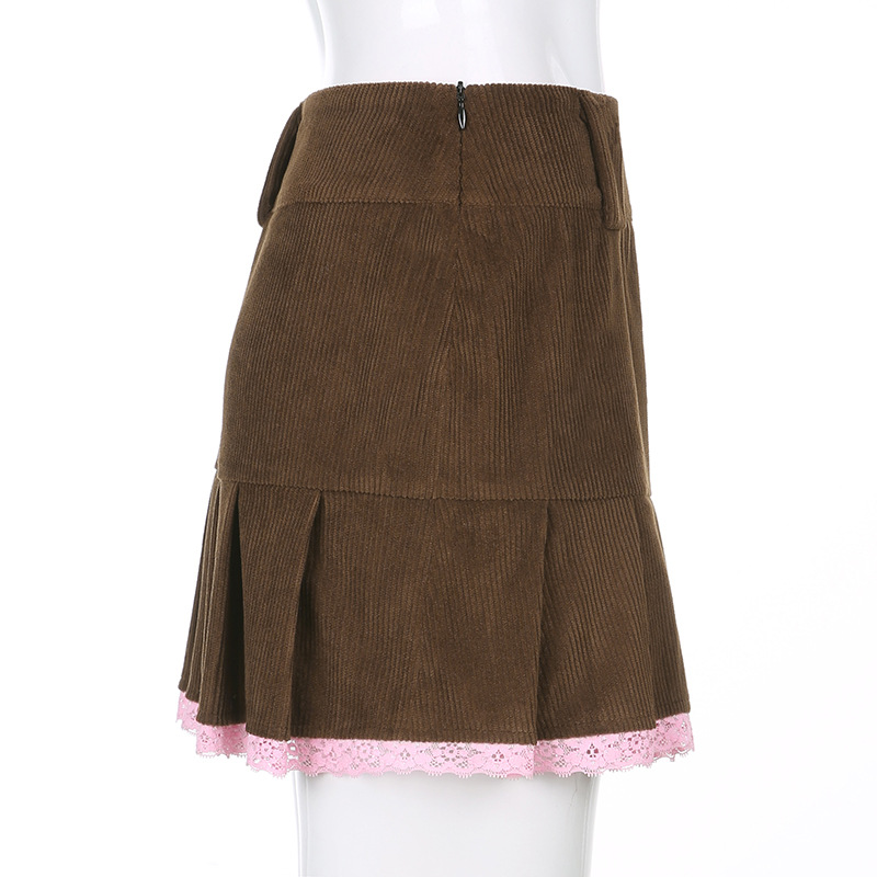 Title 7, Cordrock-Spitzenstich High Waist Faltenrock. St...