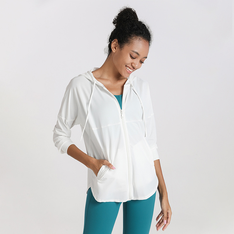 Women's hooded zipper cardigan
