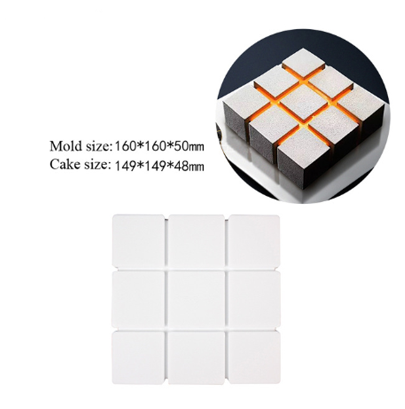 White Nine Square Grid Pattern Mousse Cake Baking Mold