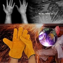 Welding gloves, leather, high temperature, short