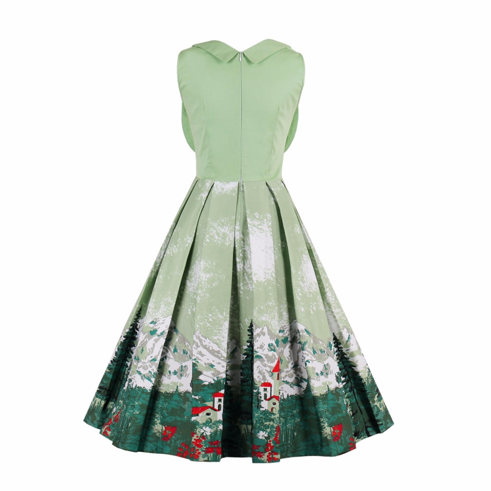 V-neck print waist dress