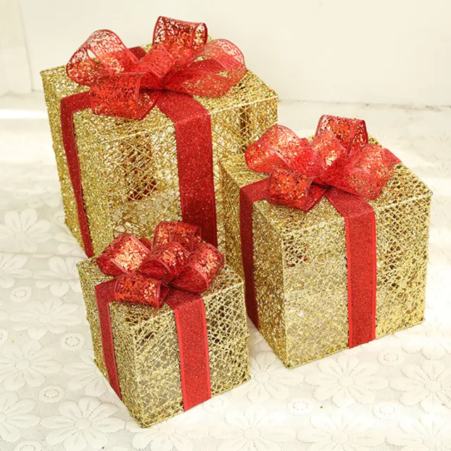Christmas wrought iron gift box three piece set Golden - Shop at LoveMi