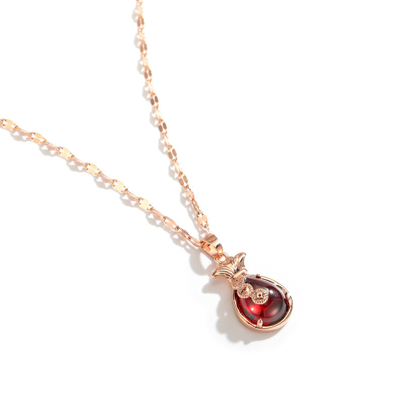 Water Drop Personality Rose Gold Titanium Steel Wallet Necklace