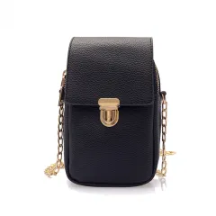 Chain double zipper cross - slung casual bag - Black - View 1
