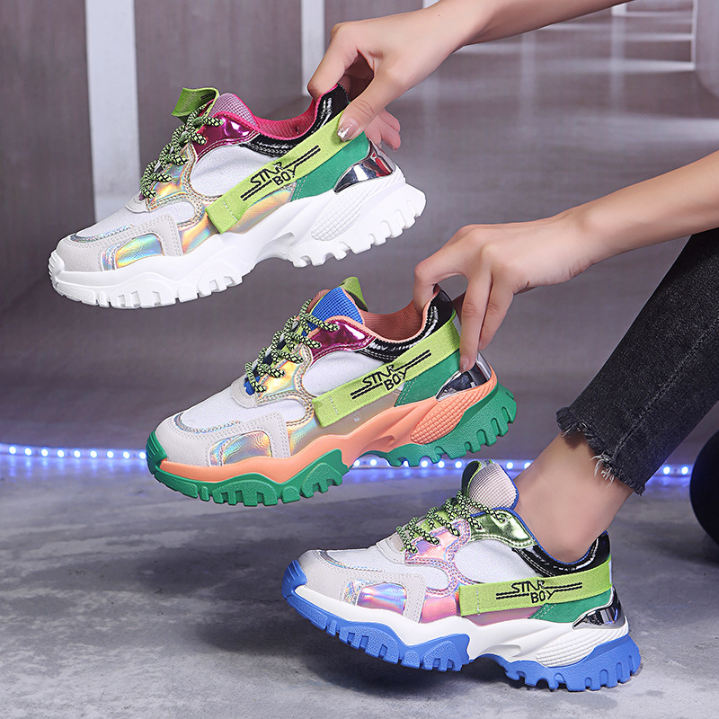 Platform color matching sports casual old shoes