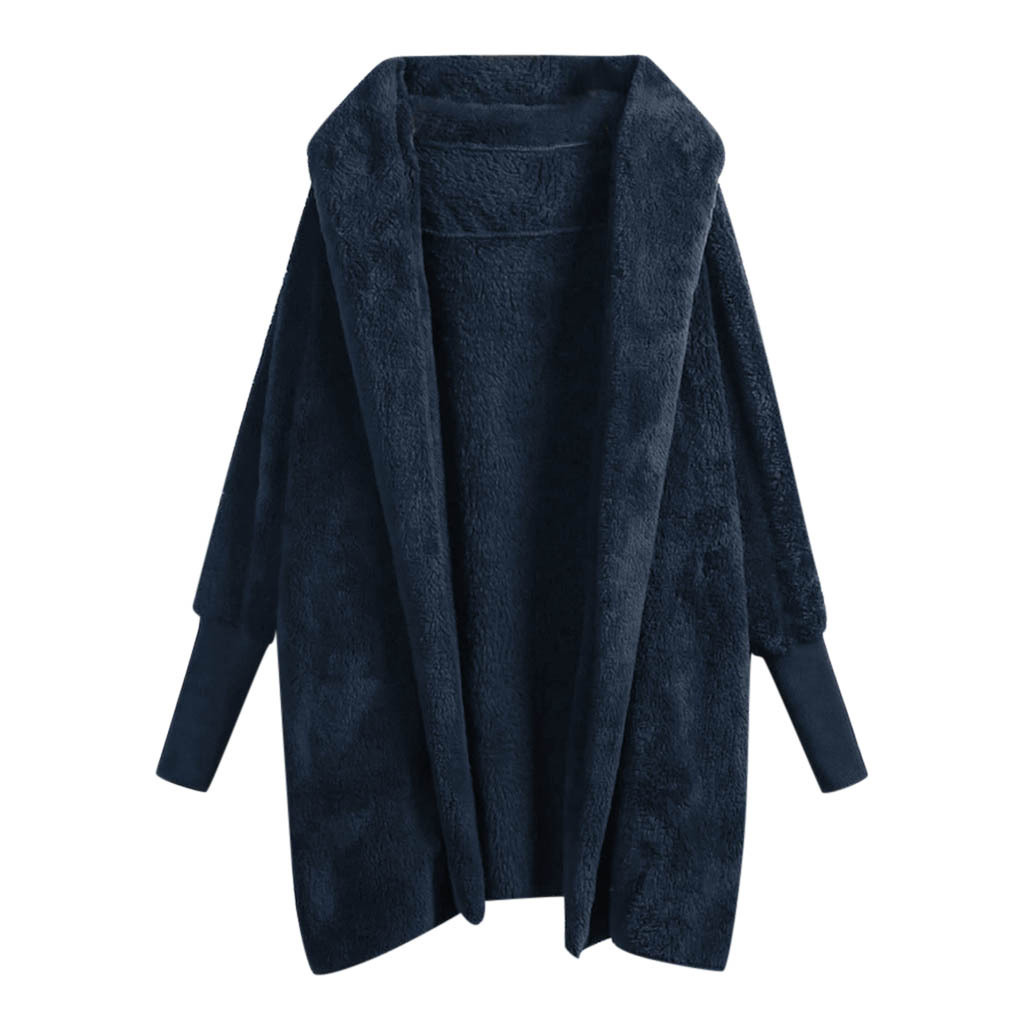 Reversible fleece hooded threaded cuff coat Royal Blue - Shop at LoveMi