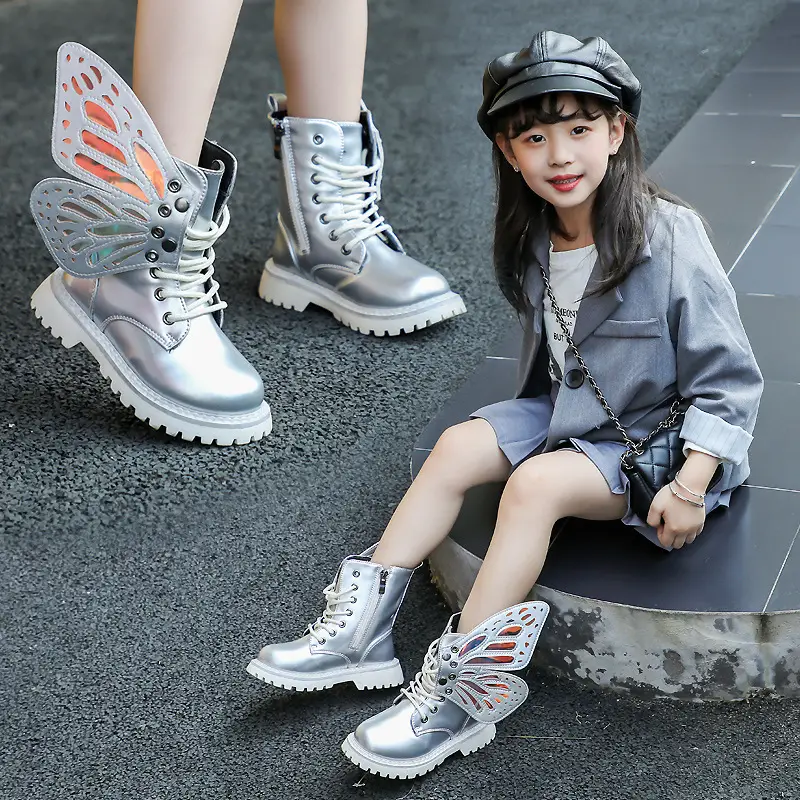 Girls' wings colorful short boots