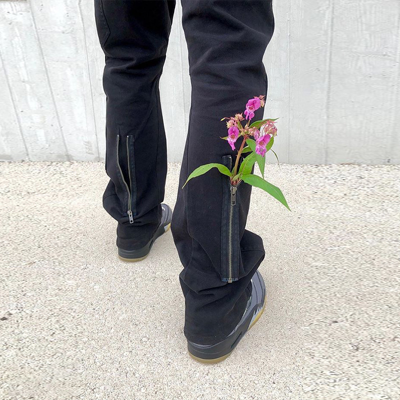 High Street Back Pocket Zipper Straight Trousers