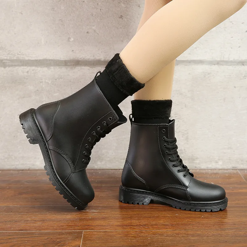 Low tube warm rain shoes - Black