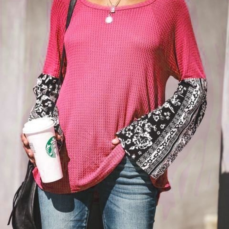 Women's long sleeve round neck blouse