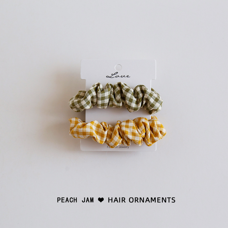 Plaid hair tie combo head rope Bean Green Yellow - Shop at LoveMi
